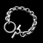 Rounded bracelet 925 silver U Buckle mens silver bracelets SSB84