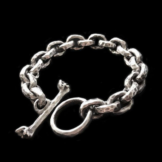 Knife marks bracelet skull TO Buckle 925 silver mens bracelets SSB85 Hover Image
