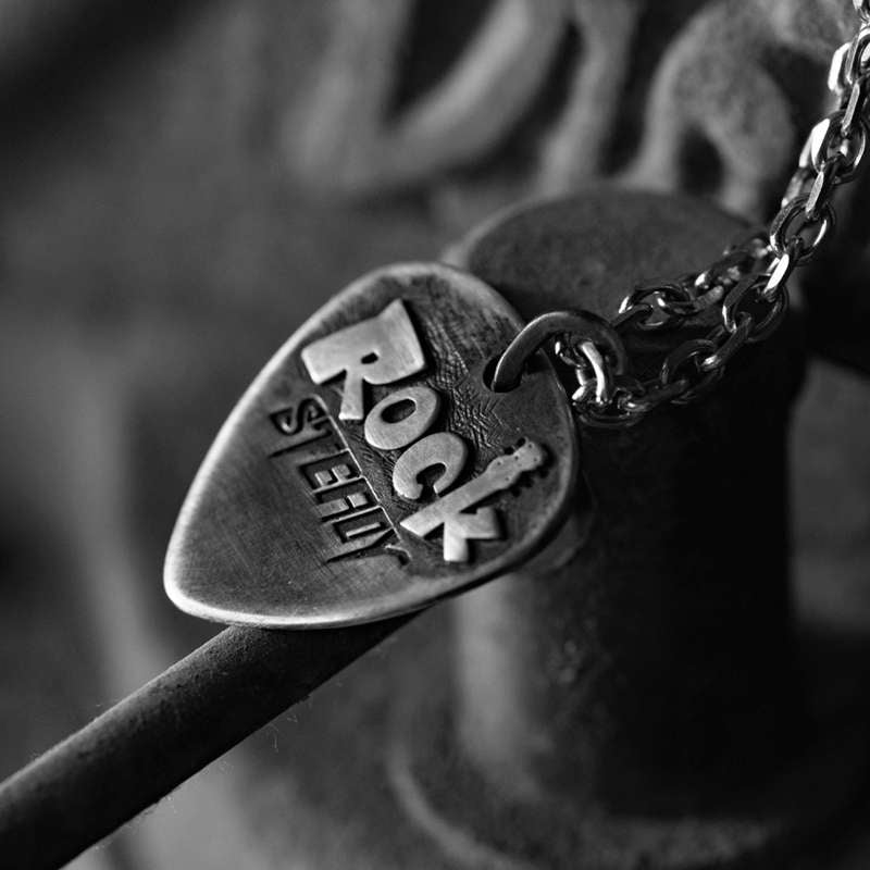 Guitar pick pendant 925 Sterling Silver rock steady pendant SSP157