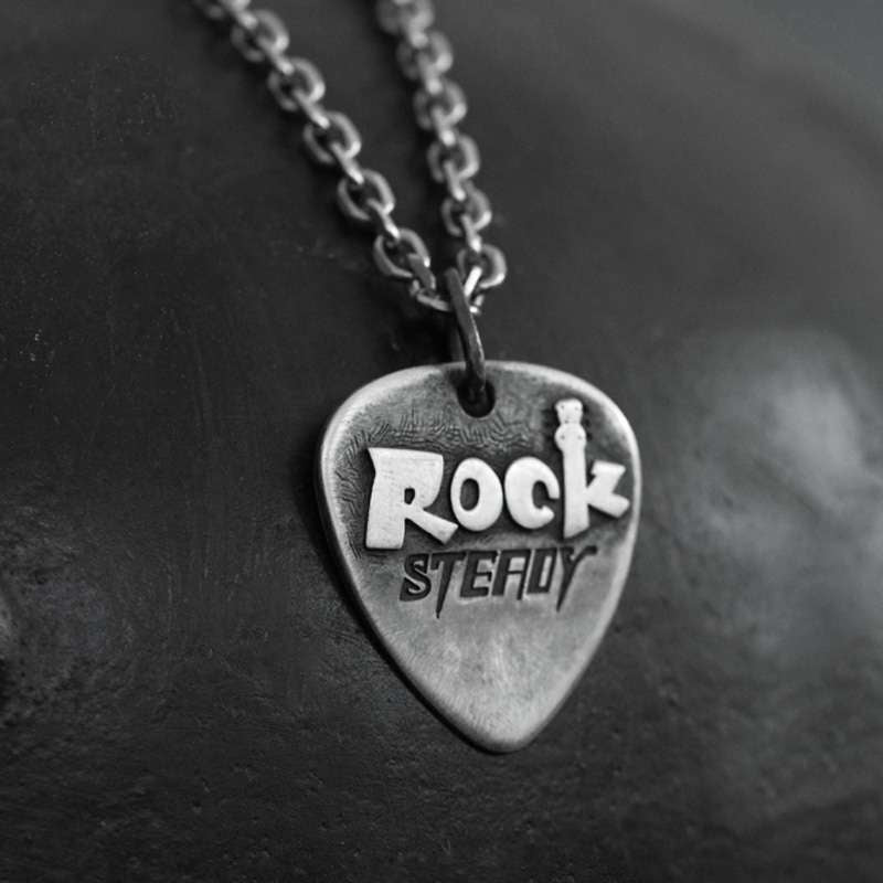 Guitar pick pendant 925 Sterling Silver rock steady pendant SSP157