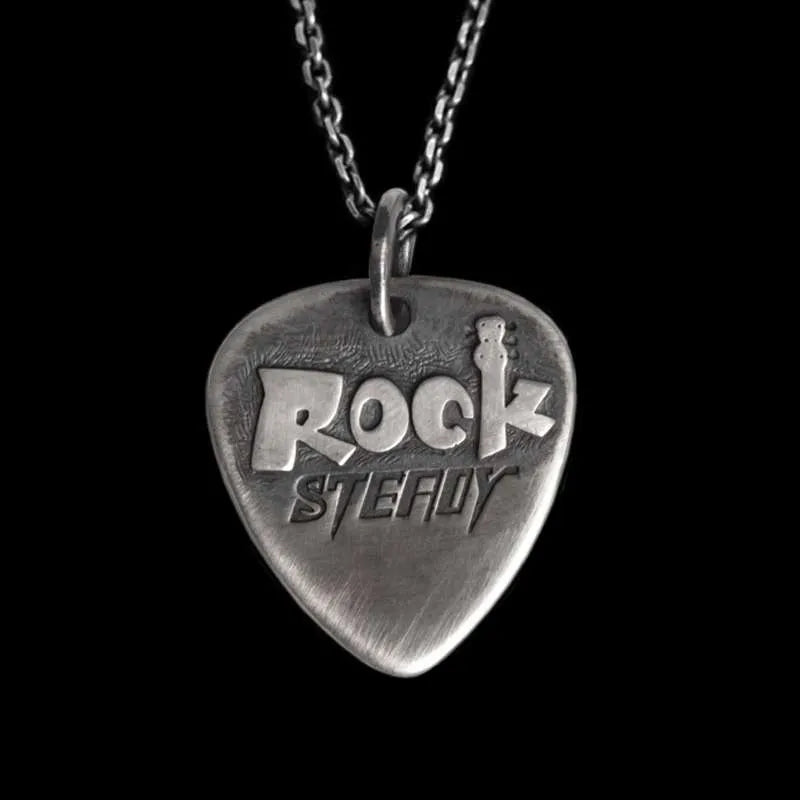 Guitar pick pendant 925 Sterling Silver rock steady pendant SSP157