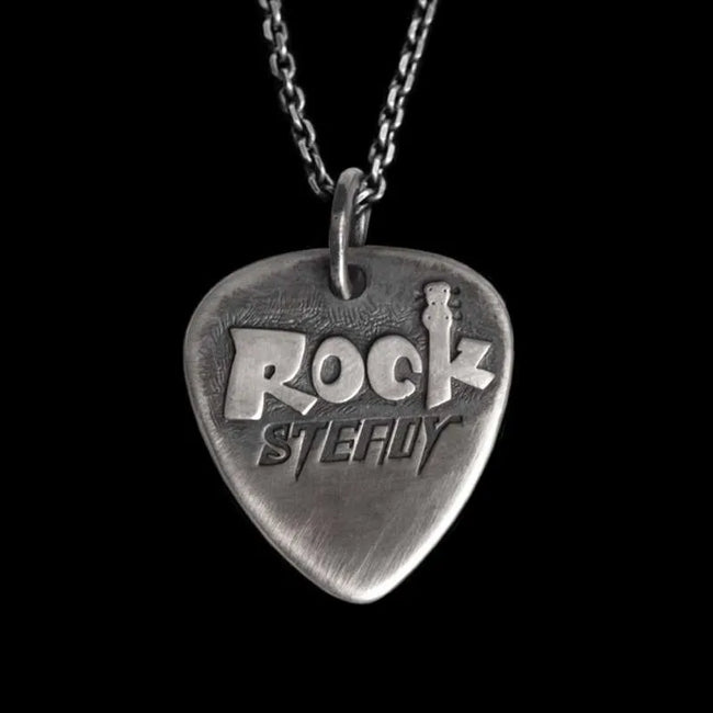 Guitar pick pendant 925 Sterling Silver rock steady pendant SSP157 Hover Image