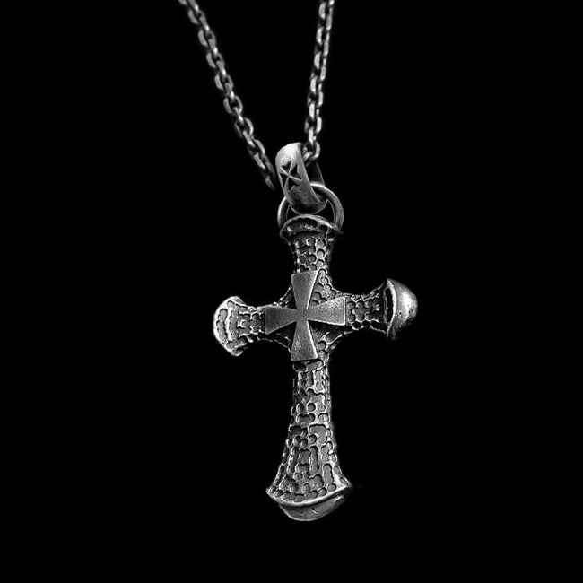 Mens Pendant Cross​ Handmade Domineering Sterling Silver Necklace Hover Image