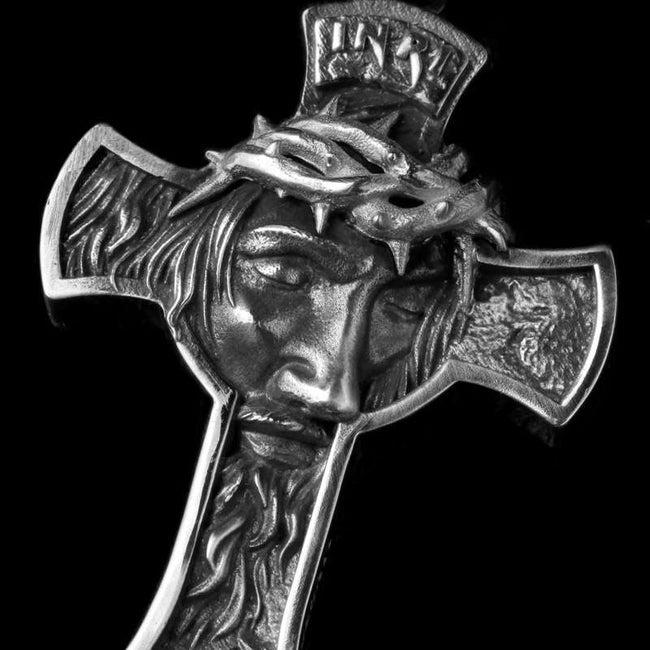 Jesus Christ Silver Cross pendant Handmade Thorns cross necklaces Main Image
