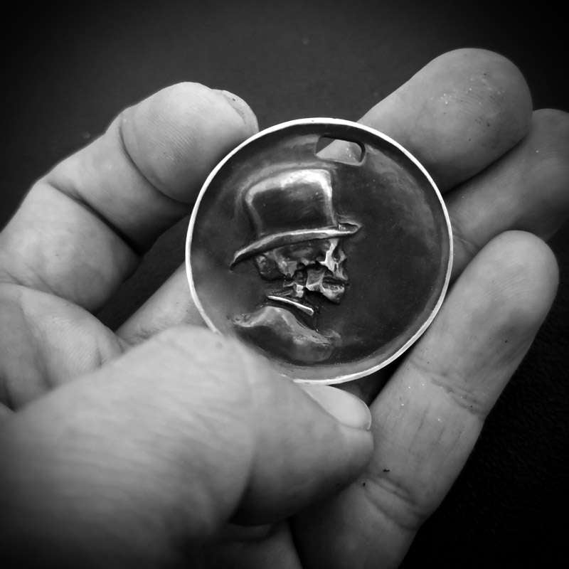 Skull sir silver coin pendant 925 silver Skull coin pendants SSP140