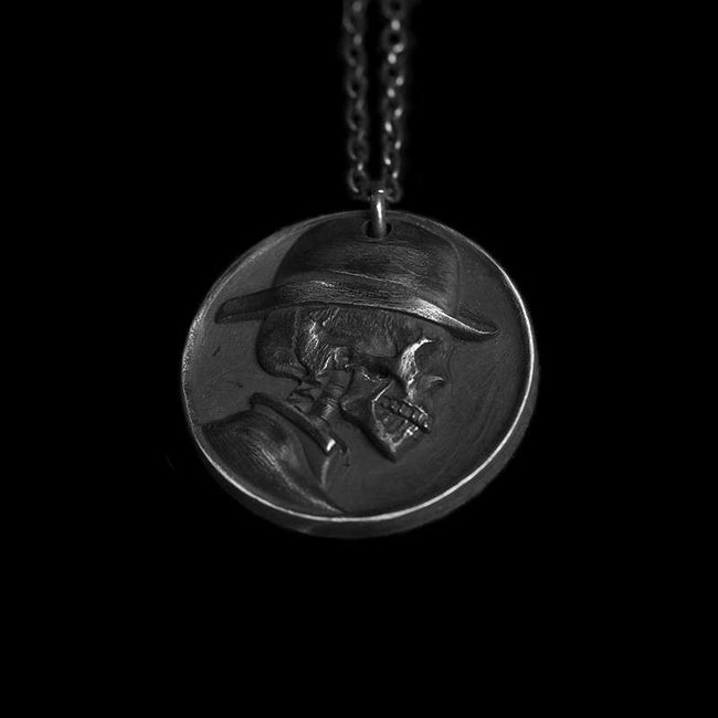 Skull sir silver coin pendant 925 silver Skull coin pendants SSP140 Hover Image