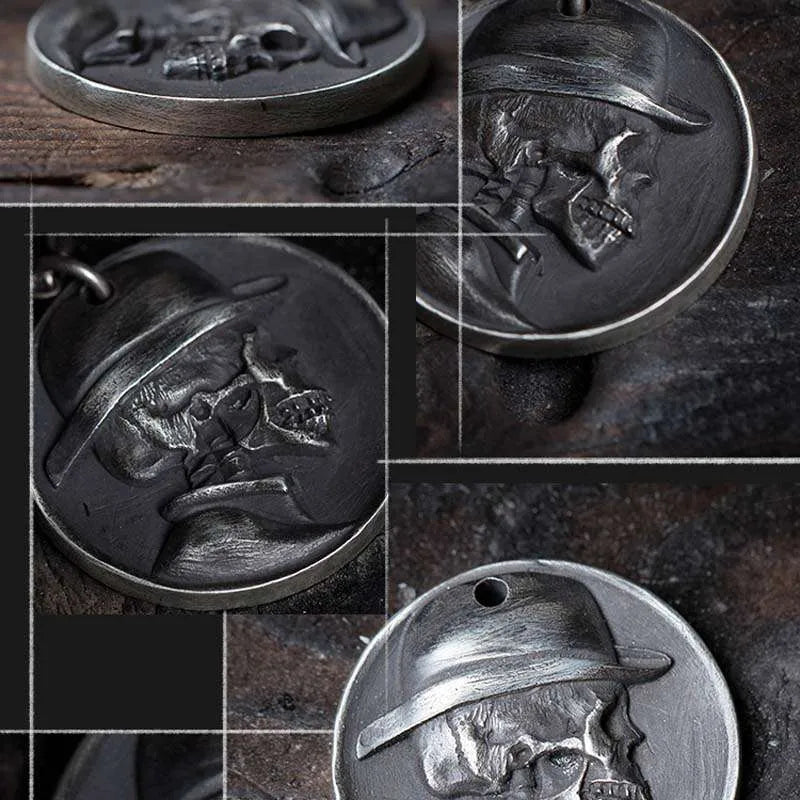 Skull sir silver coin pendant 925 silver Skull coin pendants SSP140