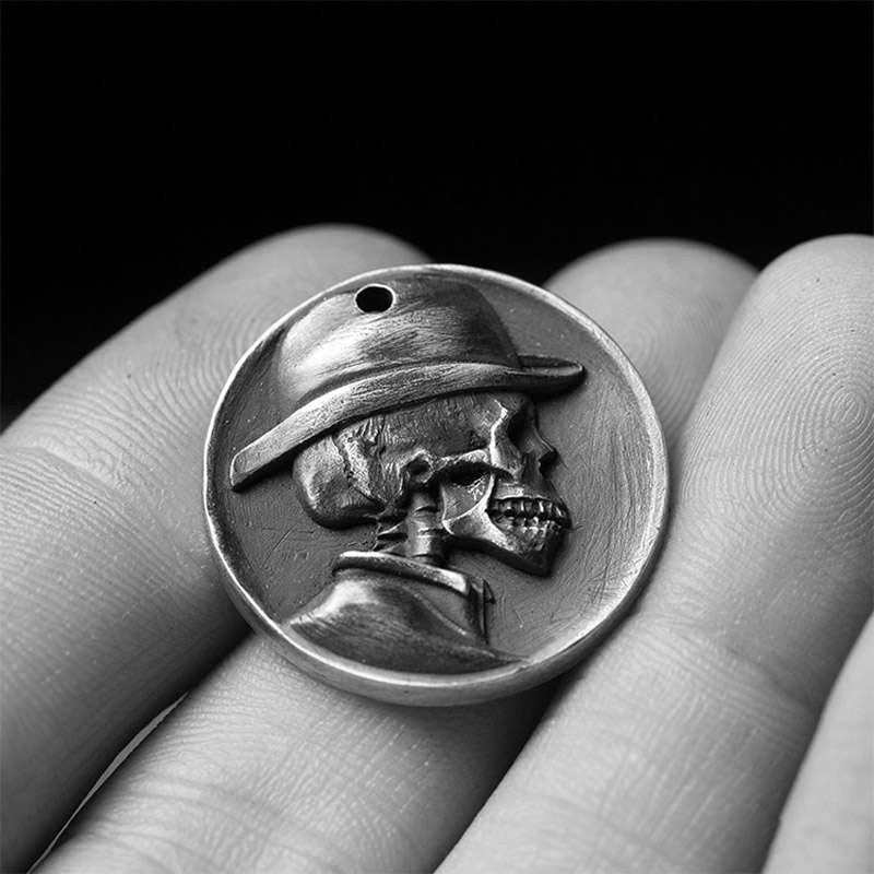 Skull sir silver coin pendant 925 silver Skull coin pendants SSP140