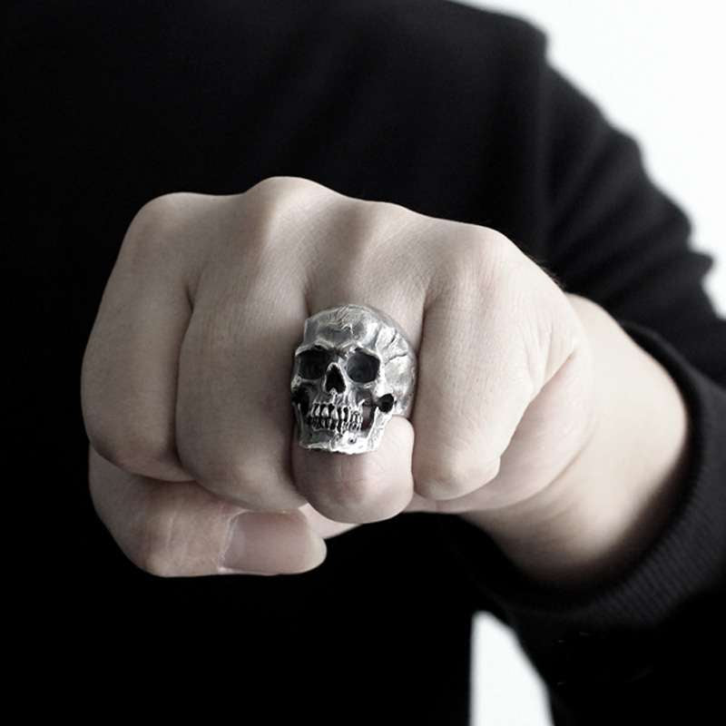 Domineering Skull Ring - Heavy 925 Silver Gothic Power Statement Jewelry