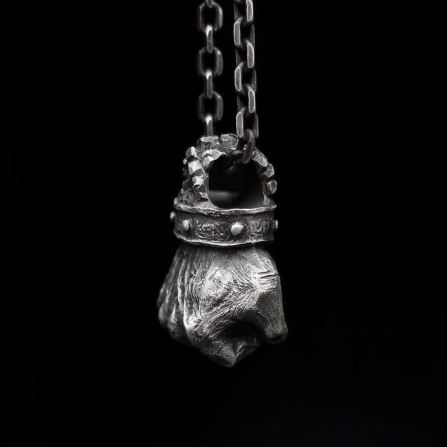 Strength Necklace 925 Silver Fist of Strength Pendant Hover Image
