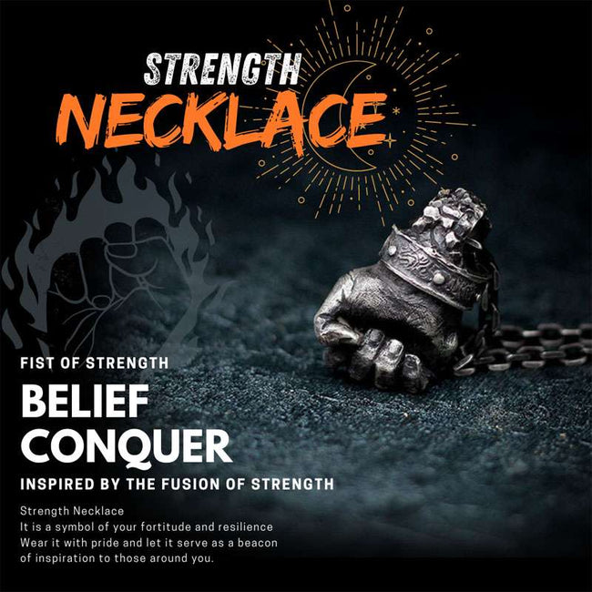 Strength Necklace 925 Silver Fist of Strength Pendant Main Image