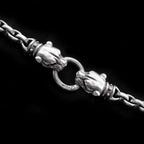 Leopard heads Necklace 925 Silver Two leopard heads Bite ring Necklace SSN35