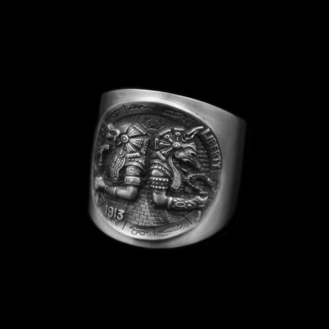 Anubis rings captivating depiction to the meticulously engraved symbols Hover Image