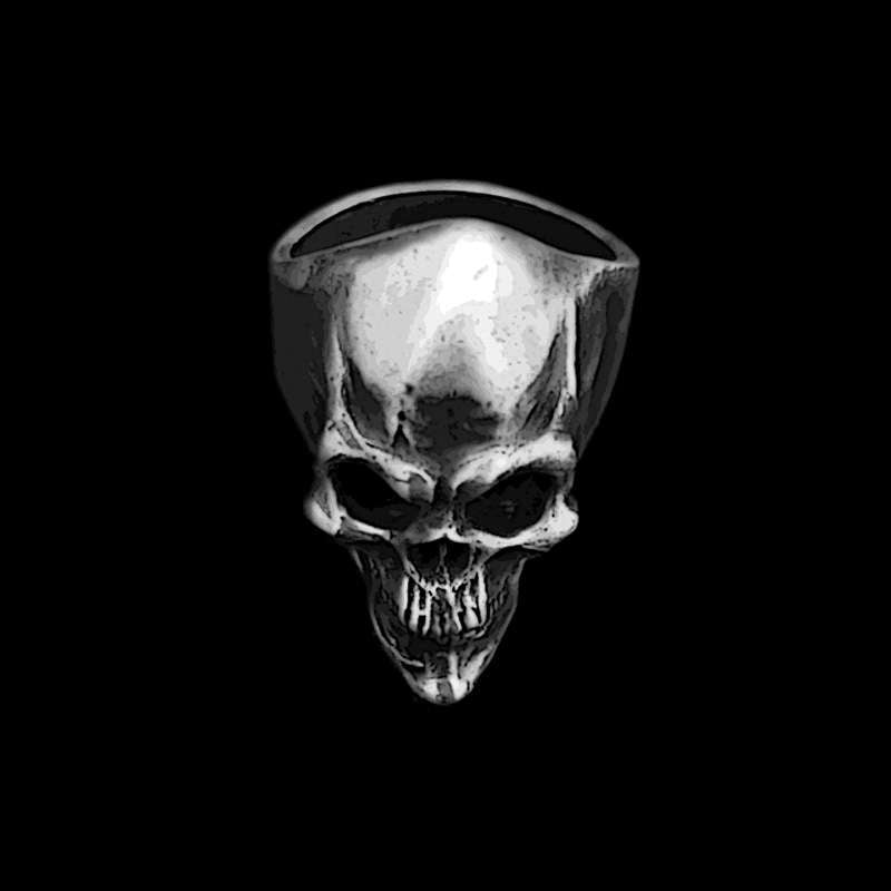 Evil Smile Skull Ring - Heavy 925 Silver Gothic Collector's Artifact