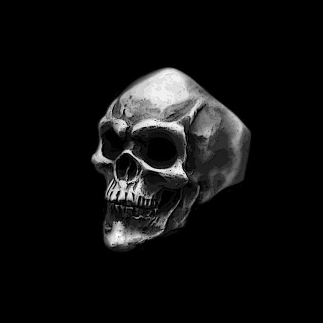 Evil Smile Skull Ring - Heavy 925 Silver Gothic Collector's Artifact Hover Image