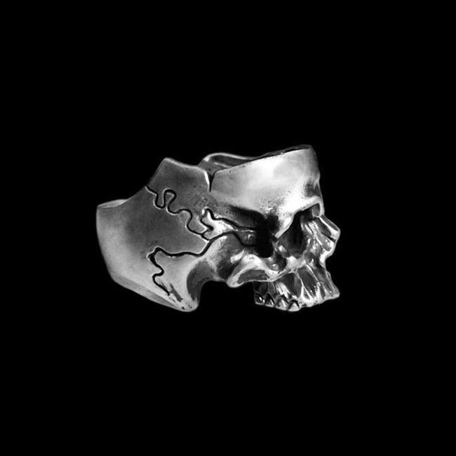 Classic Skull ring 925 Silver Anatomy Skull rings Half Skull deathshead ring Main Image