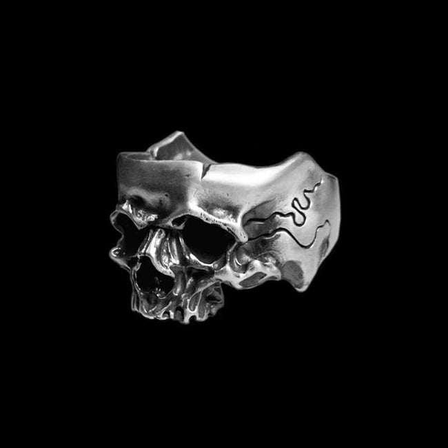 Classic Skull ring 925 Silver Anatomy Skull rings Half Skull deathshead ring Hover Image