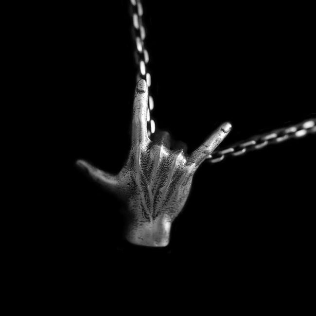 I love you gesture Pendant 925 Silver Hiphop gesture pendant SSP176 Hover Image