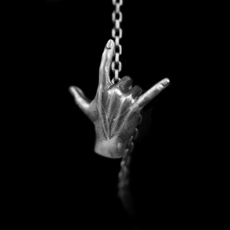 I love you gesture Pendant 925 Silver Hiphop gesture pendant SSP176