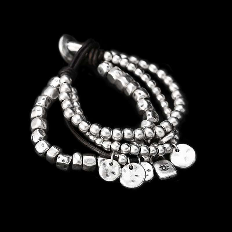 Modern stylish bracelet Original Handmade 999 silver Leather rope bracelet SSB94