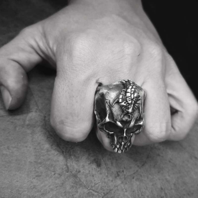 Python Skull Ring 925 Silver Aggressive original design skull rings SSJ266