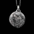 Wolf head Pendant 925 Silver Full moon night wolf howling Pendant SSP181