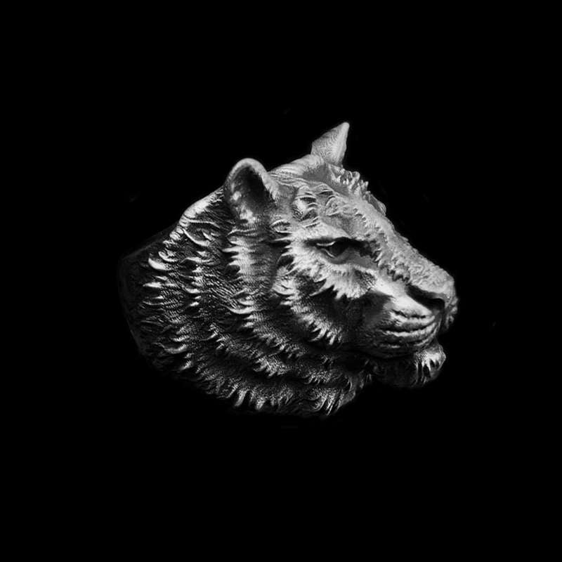 Tiger Ring 925 Silver King of the forest Tiger head Ring SSJ271