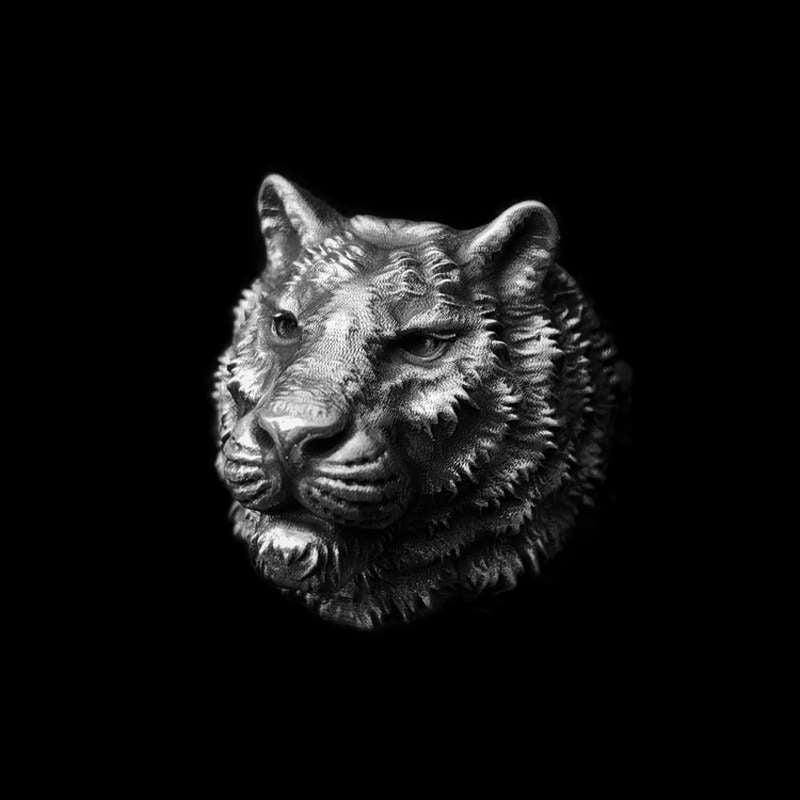 Tiger Ring 925 Silver King of the forest Tiger head Ring SSJ271