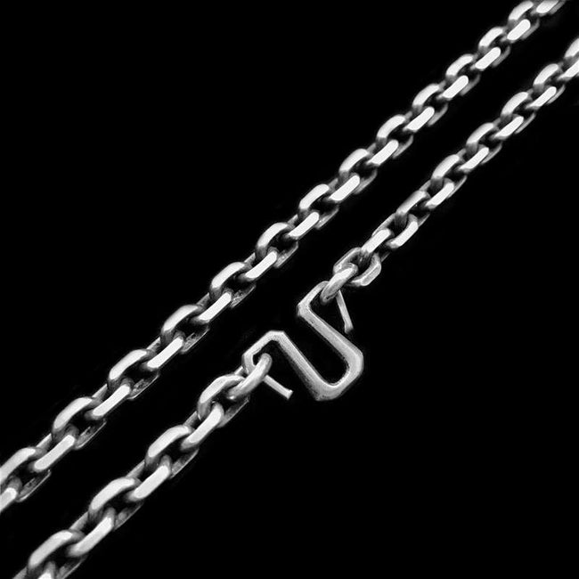 M hook Edges Necklace 925 Silver mens Necklace SSN38 Main Image