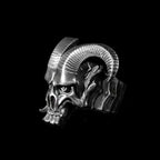 Devil Satan Skull Ring - Heavy 925 Silver Occult Collector's Gothic Jewelry