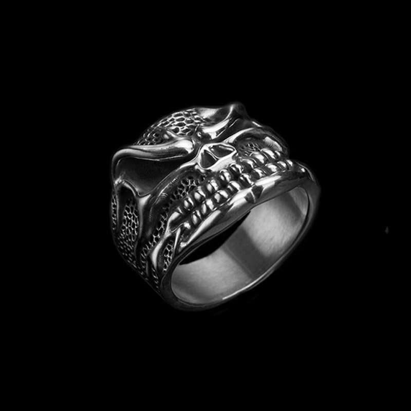 Flame Skull Ring - Heavy 925 Silver Gothic Fire Spirit Artifact