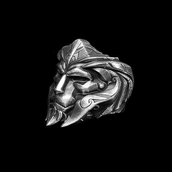 War helmet ring 925 Silver mens Knight mask rings SSJ285 Main Image