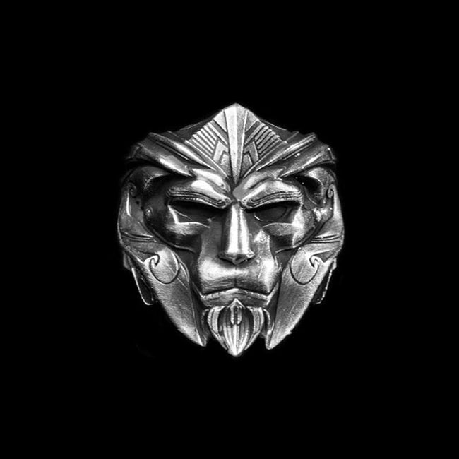 War helmet ring 925 Silver mens Knight mask rings SSJ285 Hover Image