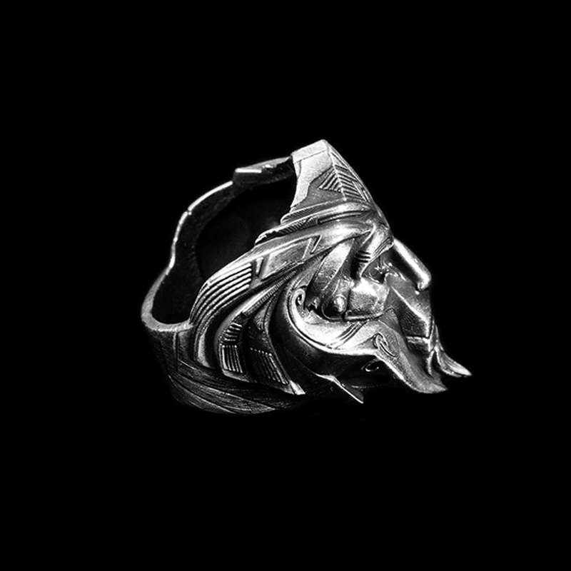 War helmet ring 925 Silver mens Knight mask rings SSJ285