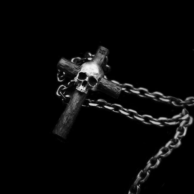 Skull cross Pendant 925 Silver Handmade cross skull Pendant SSP185 Main Image