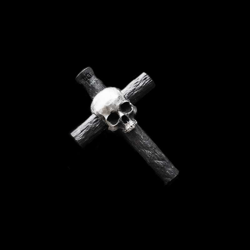 Skull cross Pendant 925 Silver Handmade cross skull Pendant SSP185