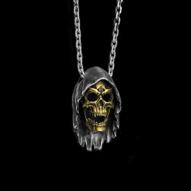 Grim Reaper skull Pendant Handmade 925 Silver Grim Reaper Pendant SSP187 Hover Image