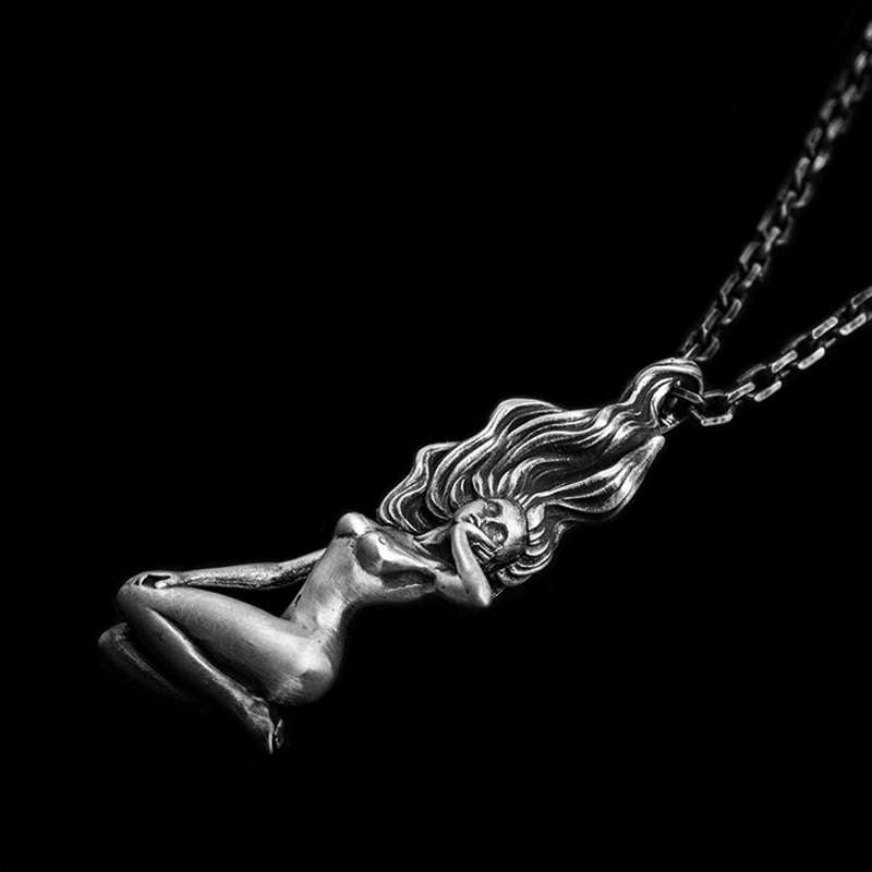 Long hair beauty Pendant Handmade 925 Silver Beautiful Girl Pendant SSP188