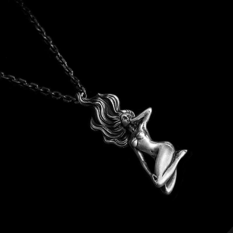 Long hair beauty Pendant Handmade 925 Silver Beautiful Girl Pendant SSP188