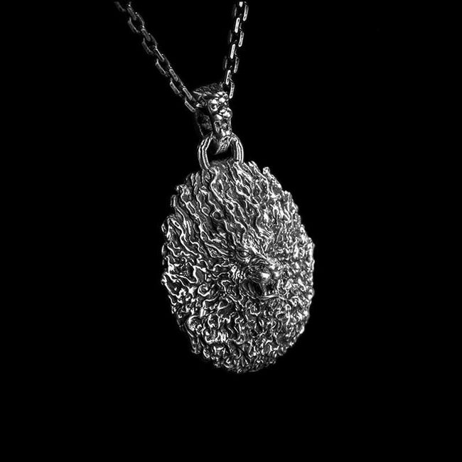 Mad lion head Pendant Handmade 925 Silver lion Pendant SSP190 Main Image