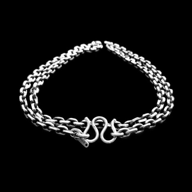 M Necklace 925 silver Handmade Mens Angle chain necklace Hover Image