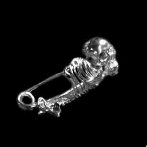 Skull brooch 990 sterling silver brooch