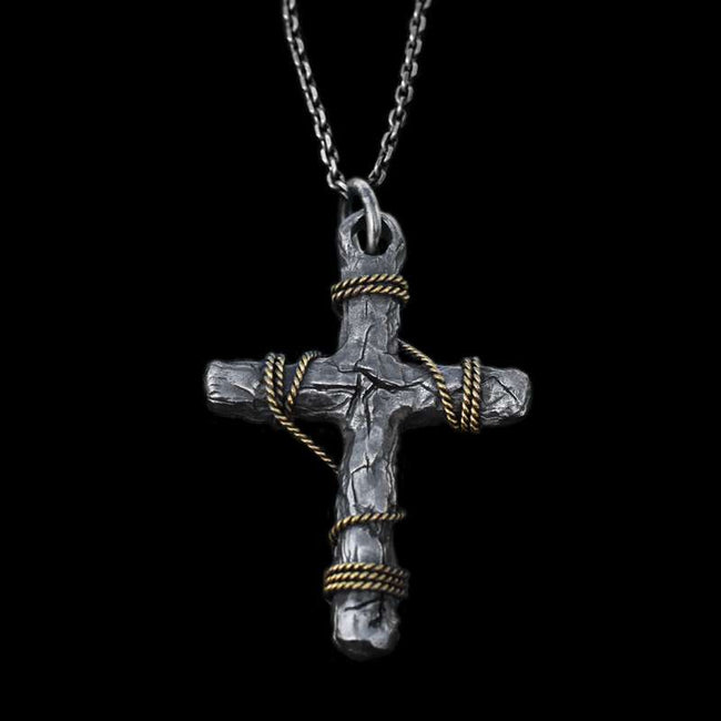 crucifix cross round pendant​ 925 Silver cross pendant necklace Hover Image