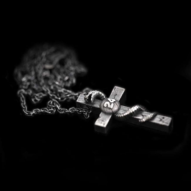 Cross Pendants for Men Silver Black Mamba Cross Pendant Main Image