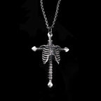 Soul and skeleton silver cross pendant 925 Silver skeleton cross necklace