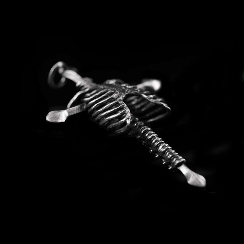 Soul and skeleton silver cross pendant 925 Silver skeleton cross necklace