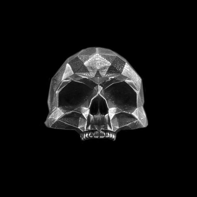 Geometry Skull Ring - Heavy 925 Silver Sculptural Gothic Artifact Hover Image