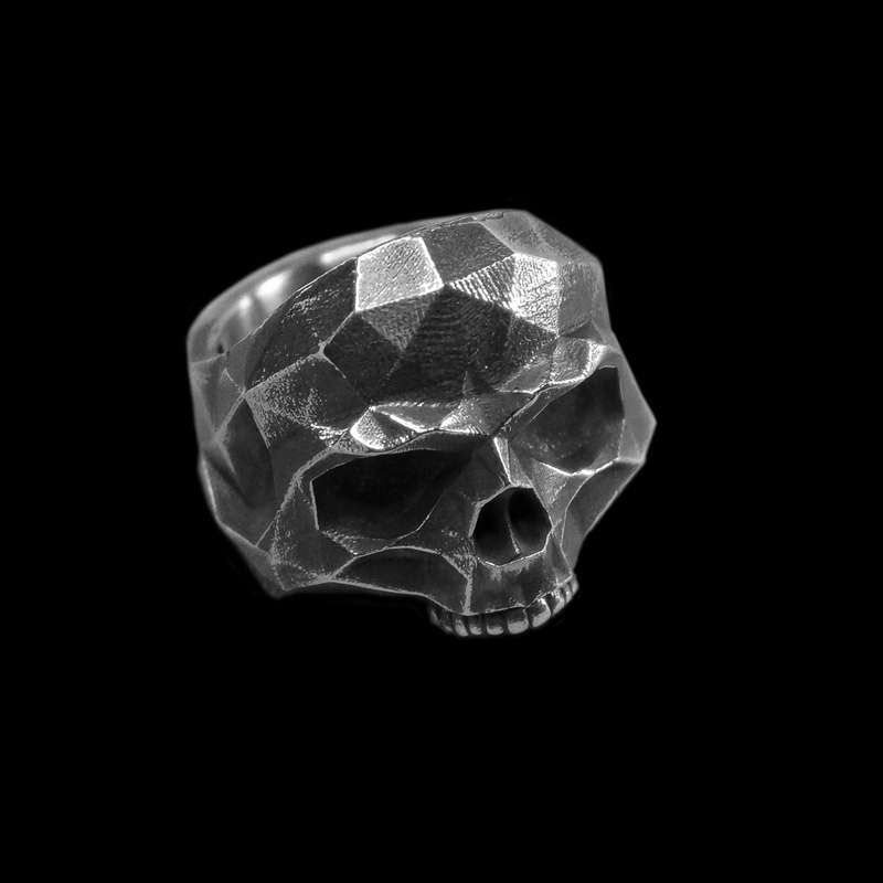 Geometry Skull Ring - Heavy 925 Silver Sculptural Gothic Artifact