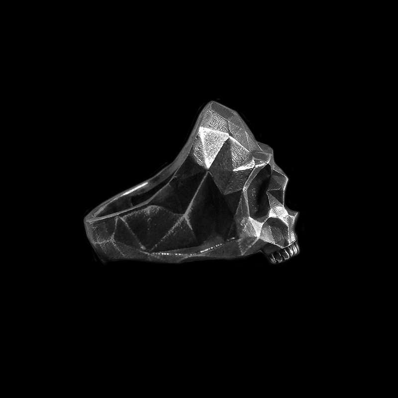 Geometry Skull Ring - Heavy 925 Silver Sculptural Gothic Artifact