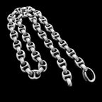 Domineering double ring necklace 925 silver mens double link ring necklace 